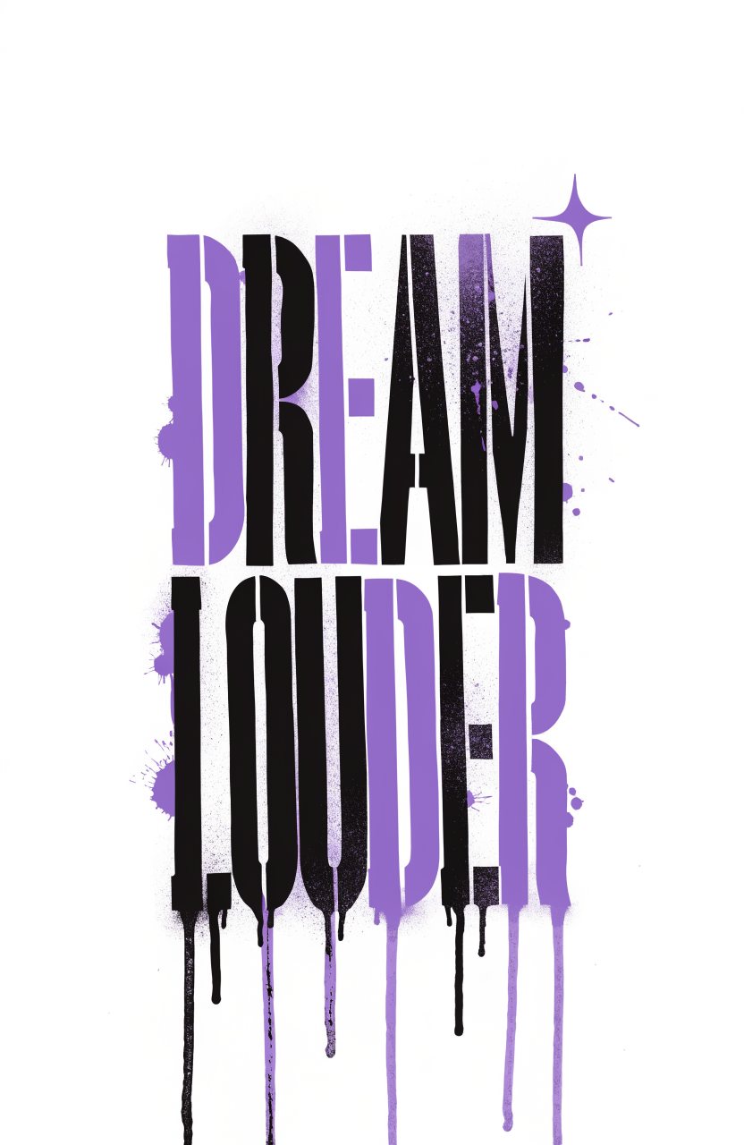 Dream Louder · Lila – Street-Art-Stencil von Urban Artery