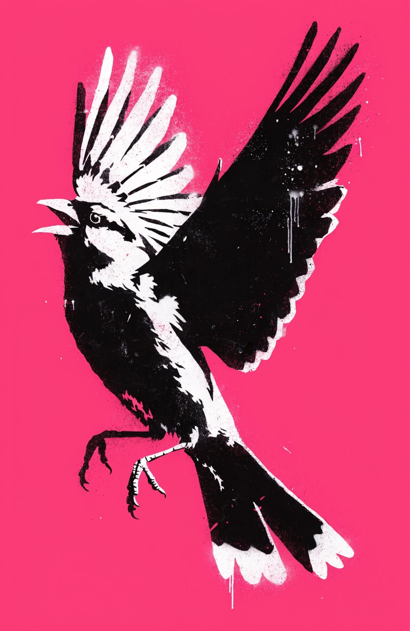 Elster Pink – Street-Art-Stencil von Urban Artery
