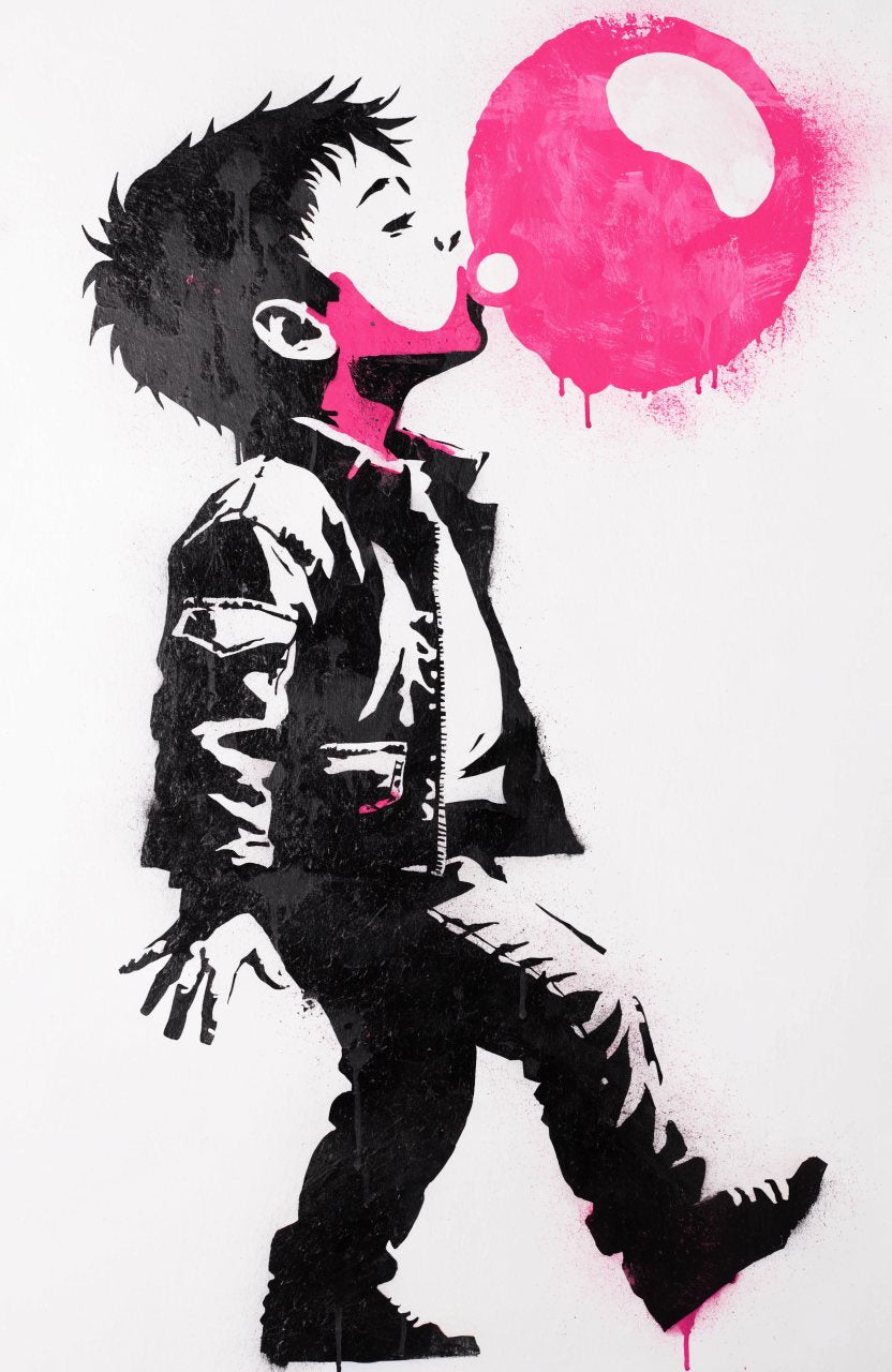 Kaugummi-Kid – Street-Art-Stencil von Urban Artery