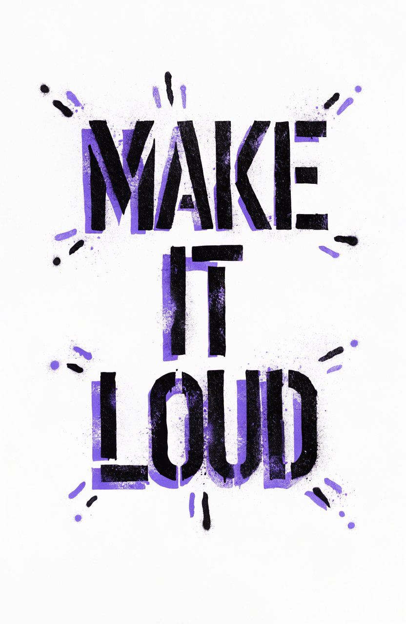 Make It Loud · Lila – Street-Art-Stencil von Urban Artery