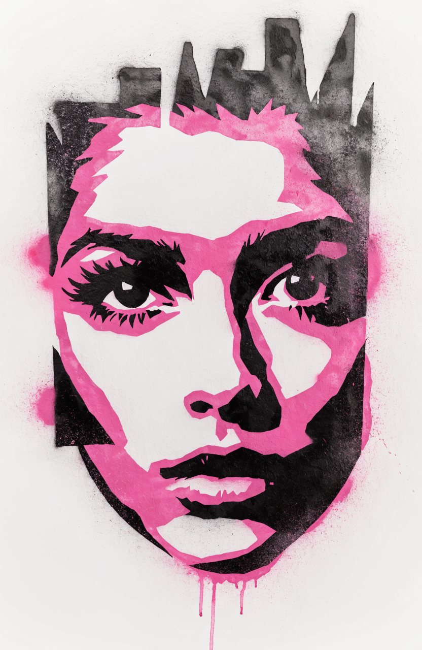 Neon-Muse – Street-Art-Stencil von Urban Artery
