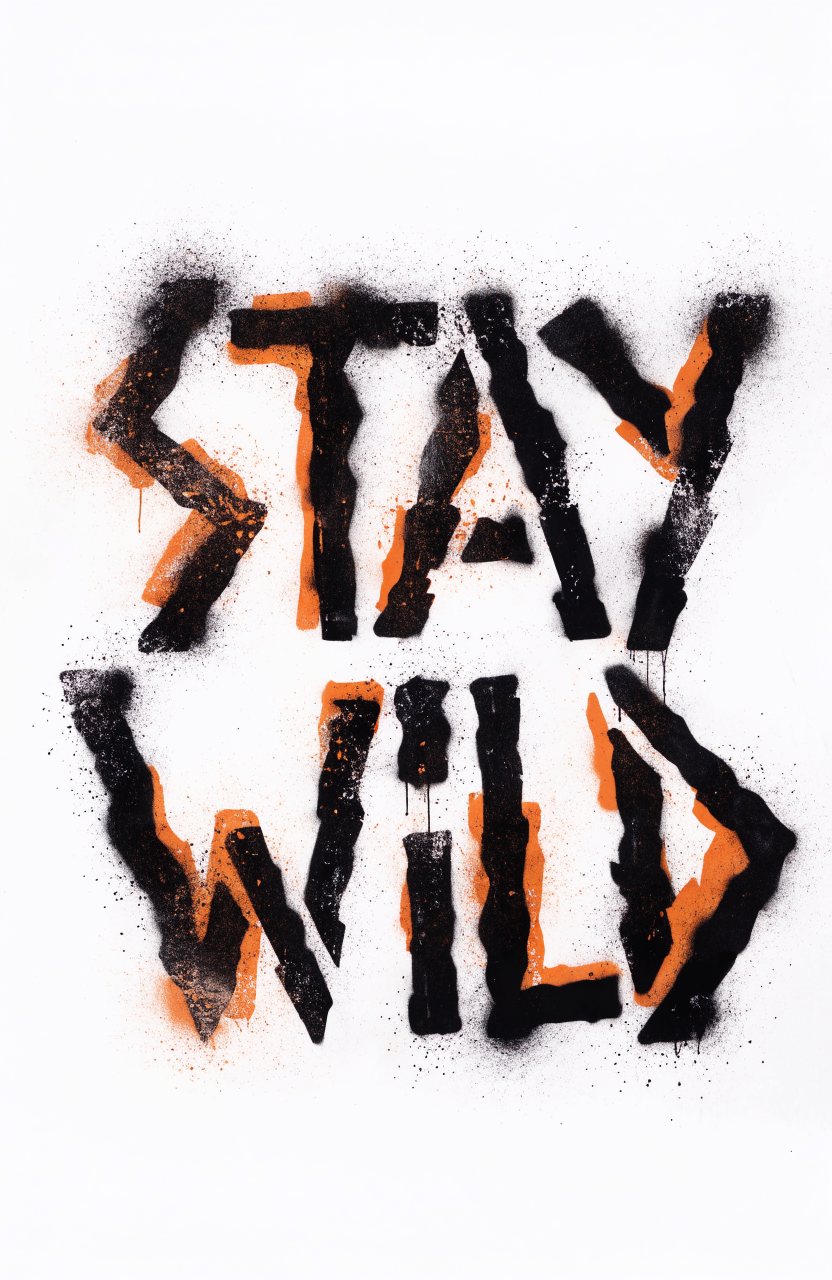 Stay Wild · Schwarz – Street-Art-Stencil von Urban Artery