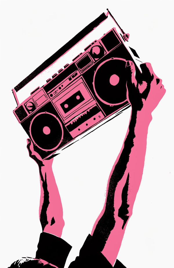 Boombox hoch – Street-Art-Stencil von Urban Artery
