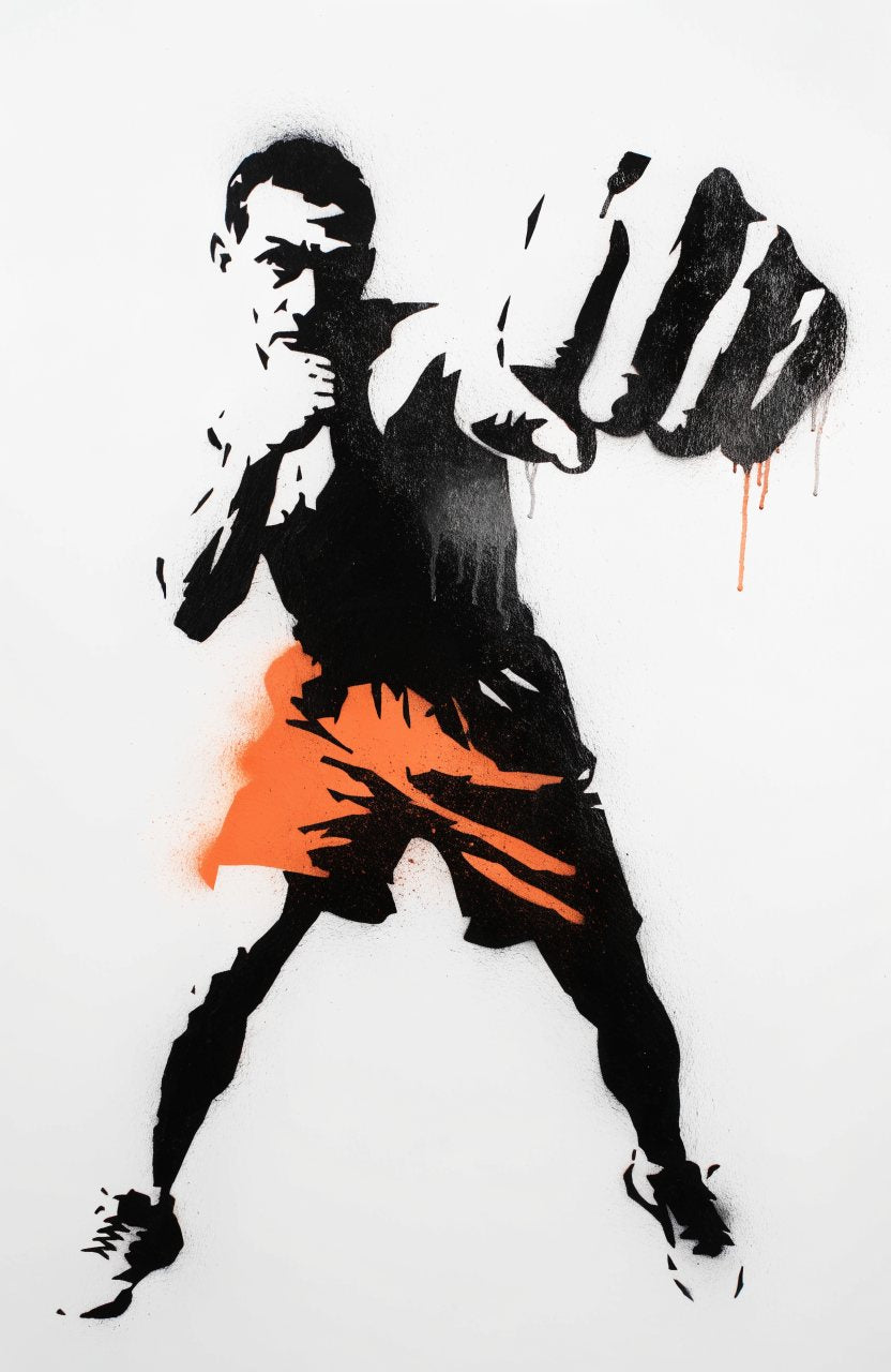 Boxer – Street-Art-Stencil von Urban Artery