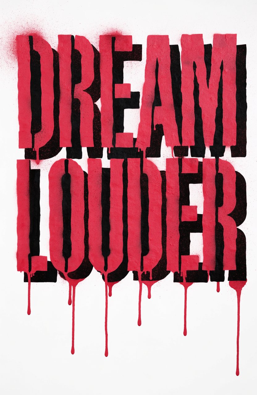 Dream Louder · Rot – Street-Art-Stencil von Urban Artery
