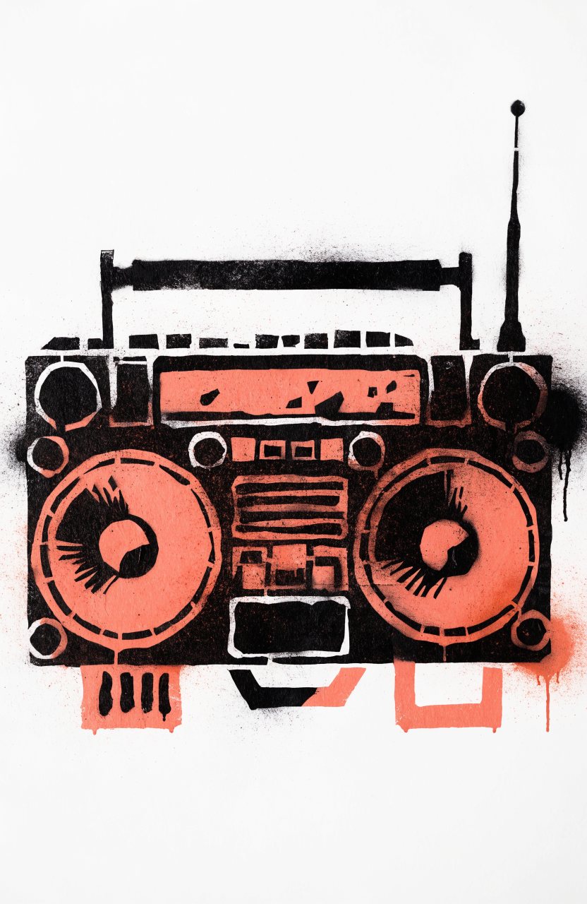 Ghettoblaster – Street-Art-Stencil von Urban Artery
