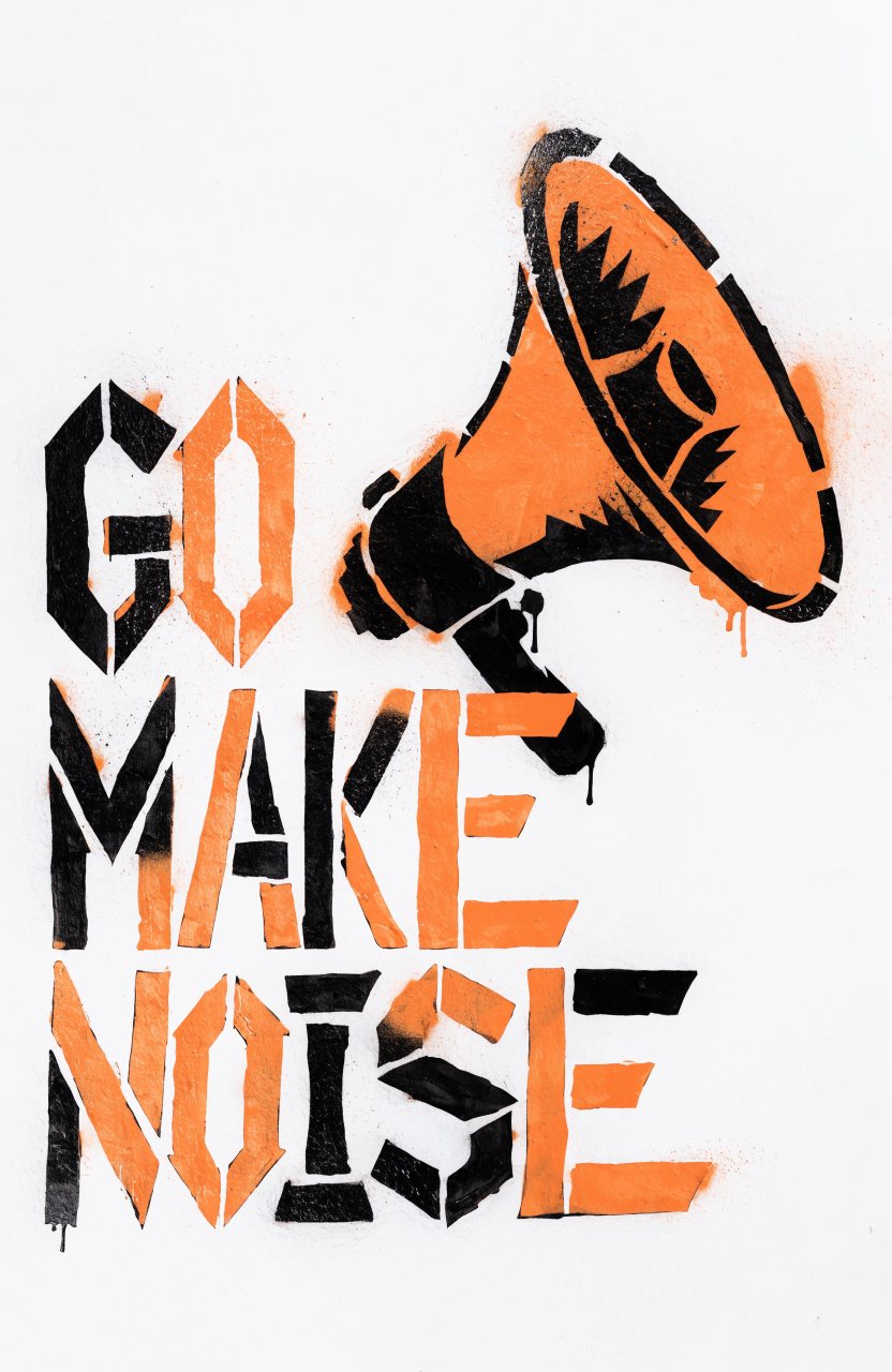 Go Make Noise – Street-Art-Stencil von Urban Artery