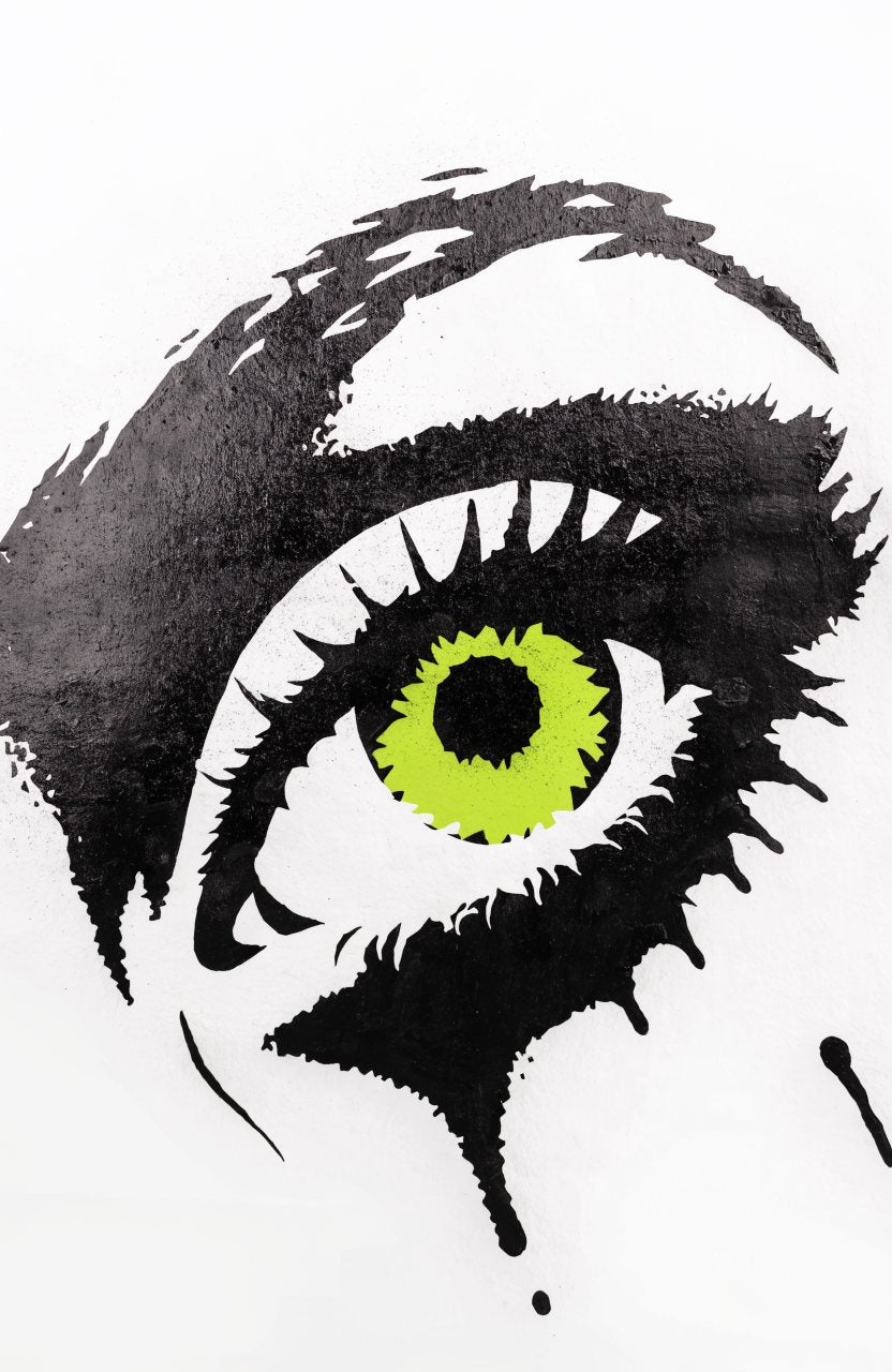 Grünes Auge – Street-Art-Stencil von Urban Artery