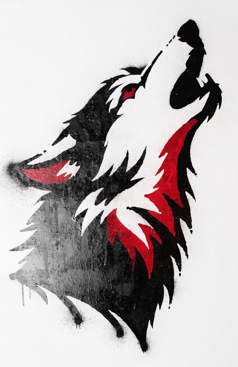 Heulwolf Rot – Street-Art-Stencil von Urban Artery