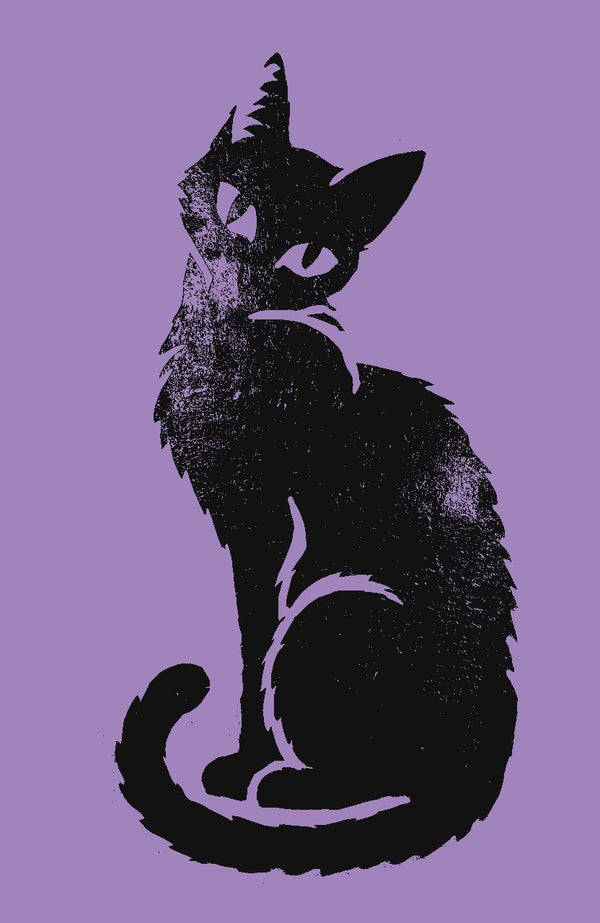 Katze auf Lila – Street-Art-Stencil von Urban Artery