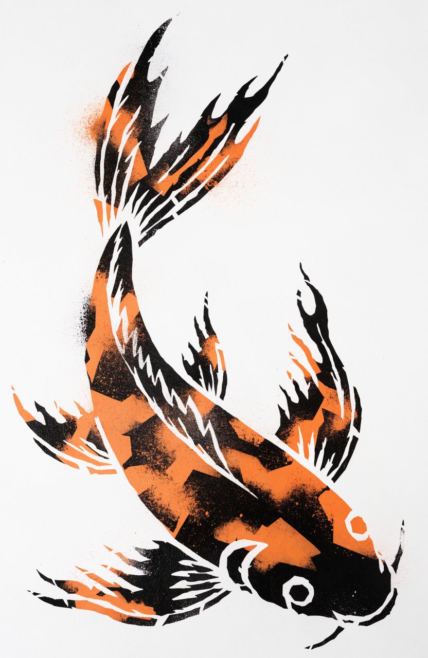 Koi Orange – Street-Art-Stencil von Urban Artery