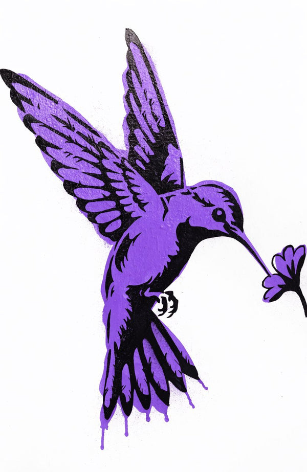 Kolibri Lila – Street-Art-Stencil von Urban Artery