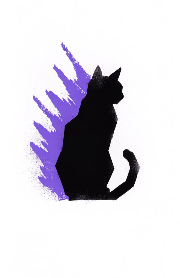 Lila Katze – Street-Art-Stencil von Urban Artery