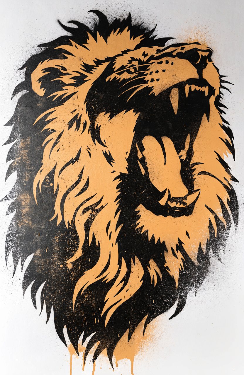 Löwenmähne – Street-Art-Stencil von Urban Artery
