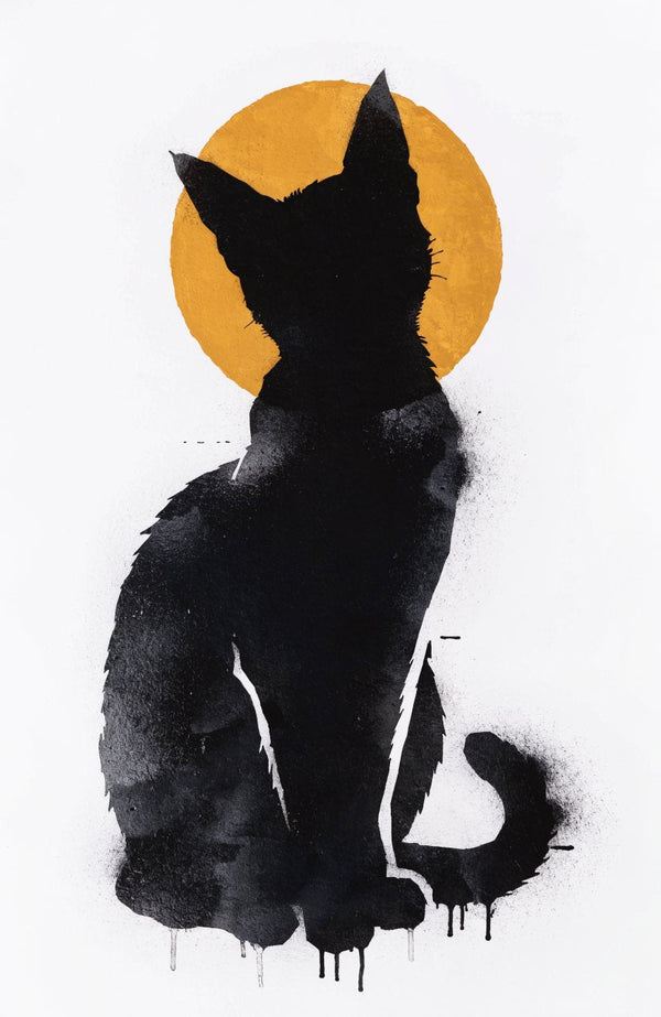 Mondkatze – Street-Art-Stencil von Urban Artery