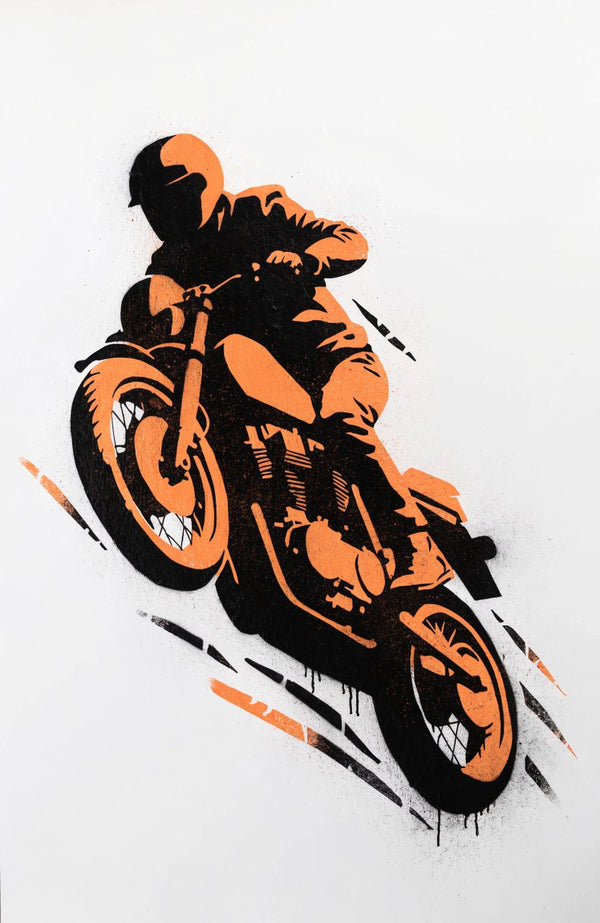 Motorrad – Street-Art-Stencil von Urban Artery