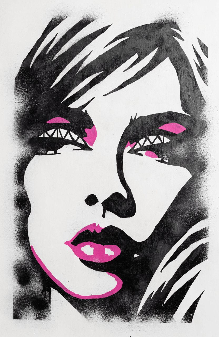 Neon-Blick – Street-Art-Stencil von Urban Artery