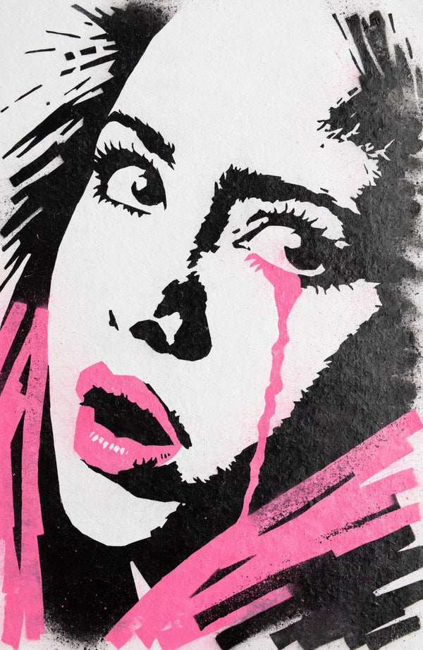 Pinke Träne – Street-Art-Stencil von Urban Artery