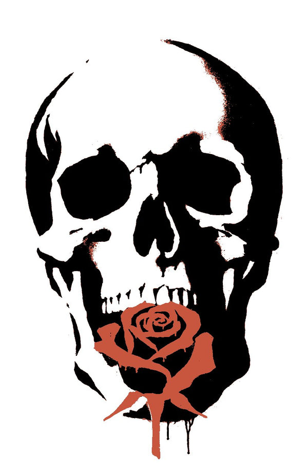 Rosenschädel Noir – Street-Art-Stencil von Urban Artery