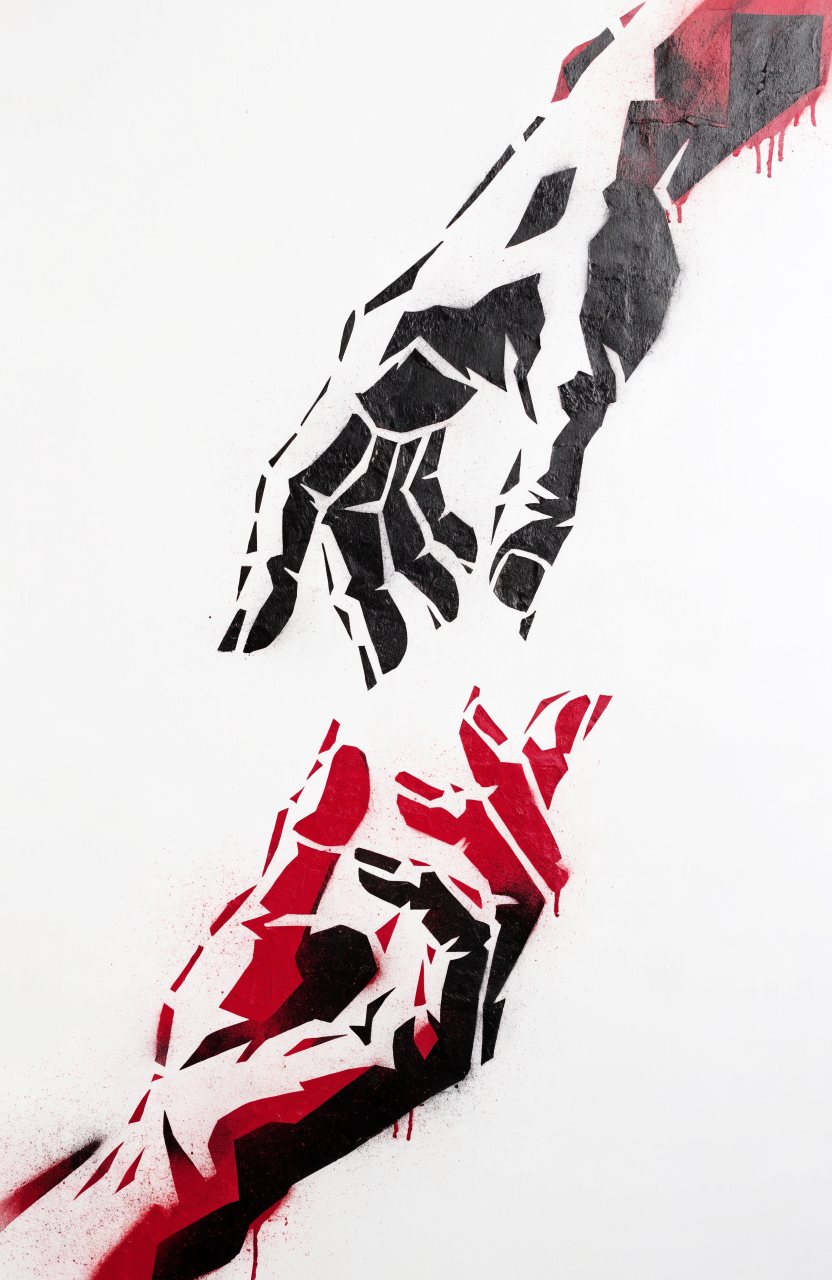 Rote Hand – Street-Art-Stencil von Urban Artery