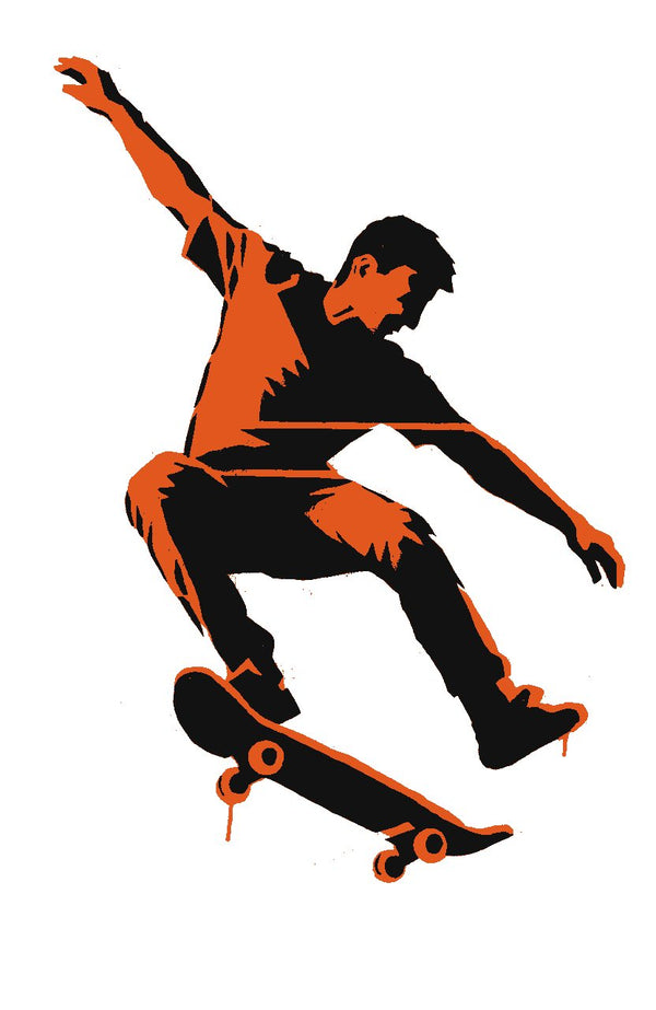 Skater Orange – Street-Art-Stencil von Urban Artery