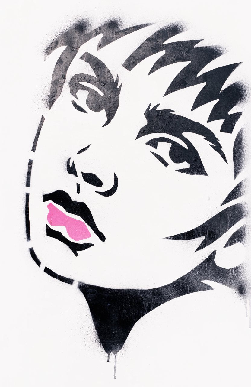 Skizzengesicht – Street-Art-Stencil von Urban Artery