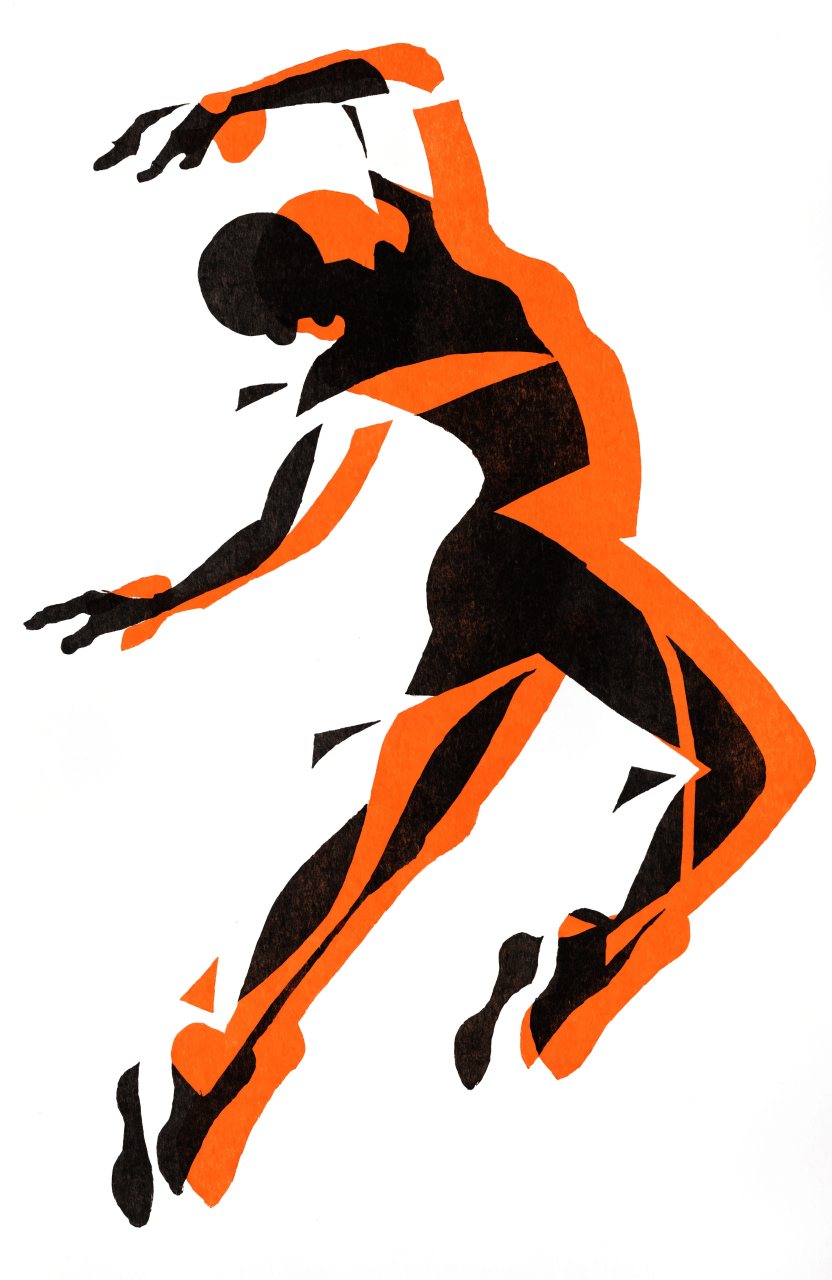 Tänzerin Orange – Street-Art-Stencil von Urban Artery