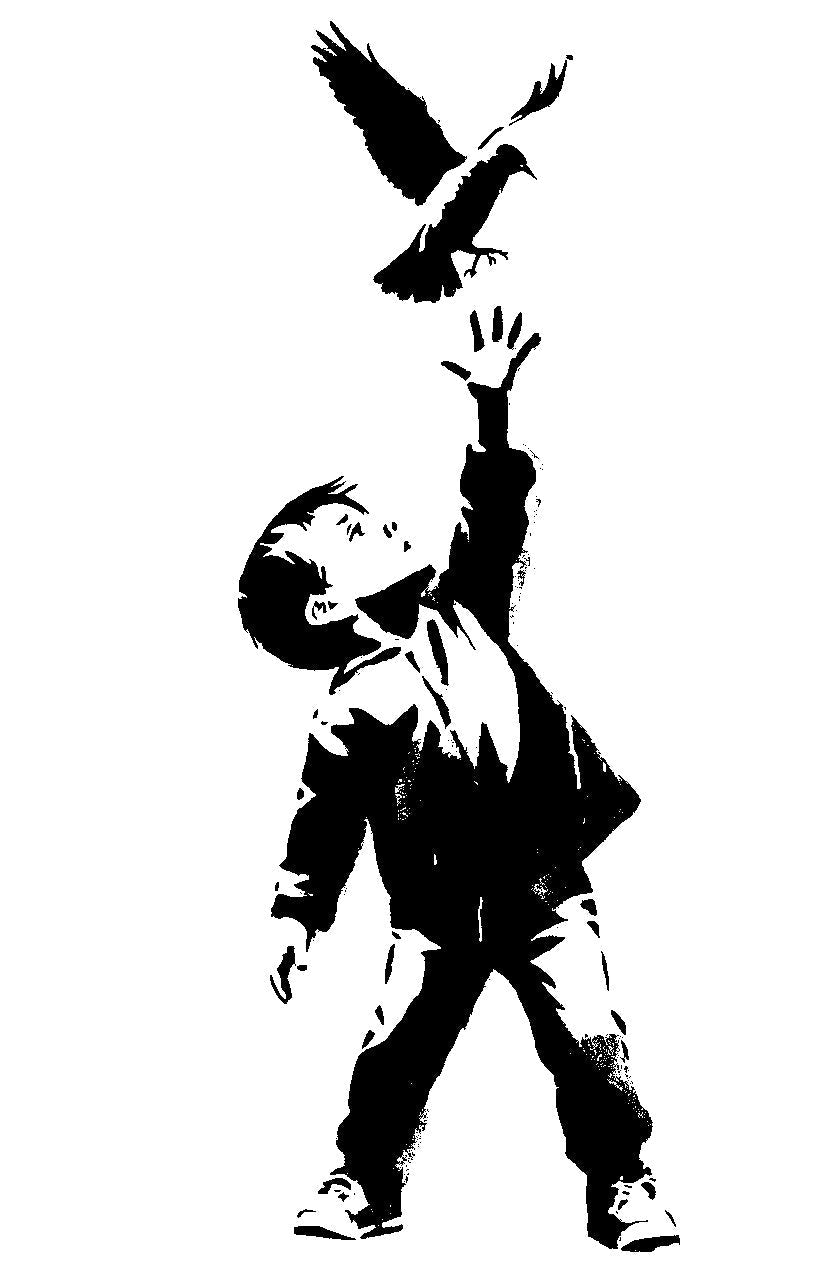 Taubenwurf – Street-Art-Stencil von Urban Artery
