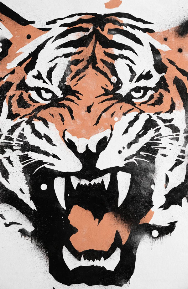 Tigerzähne – Street-Art-Stencil von Urban Artery