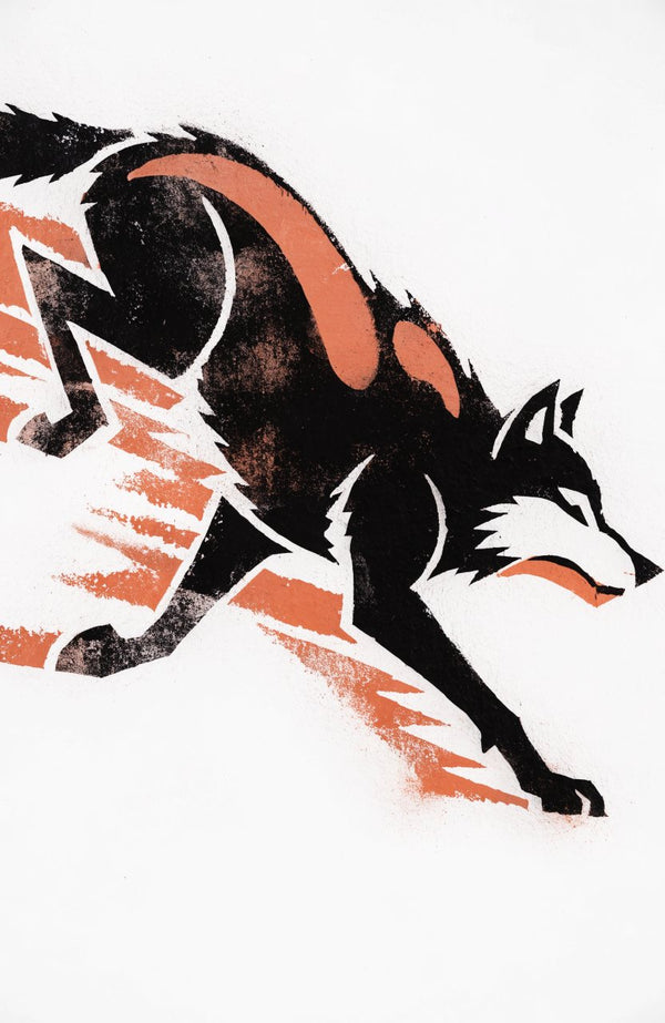 Wolf im Sprung – Street-Art-Stencil von Urban Artery