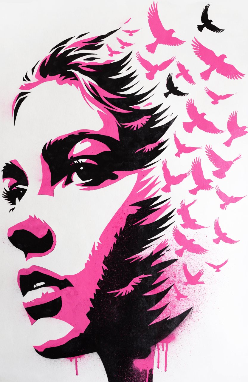 Zugvogel – Street-Art-Stencil von Urban Artery